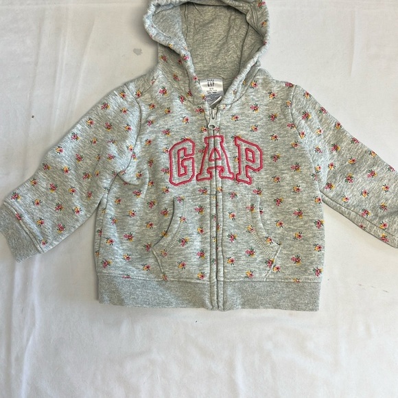 GAP Kids Gray Hoodie with Pink Accents - Picture 1 of 4